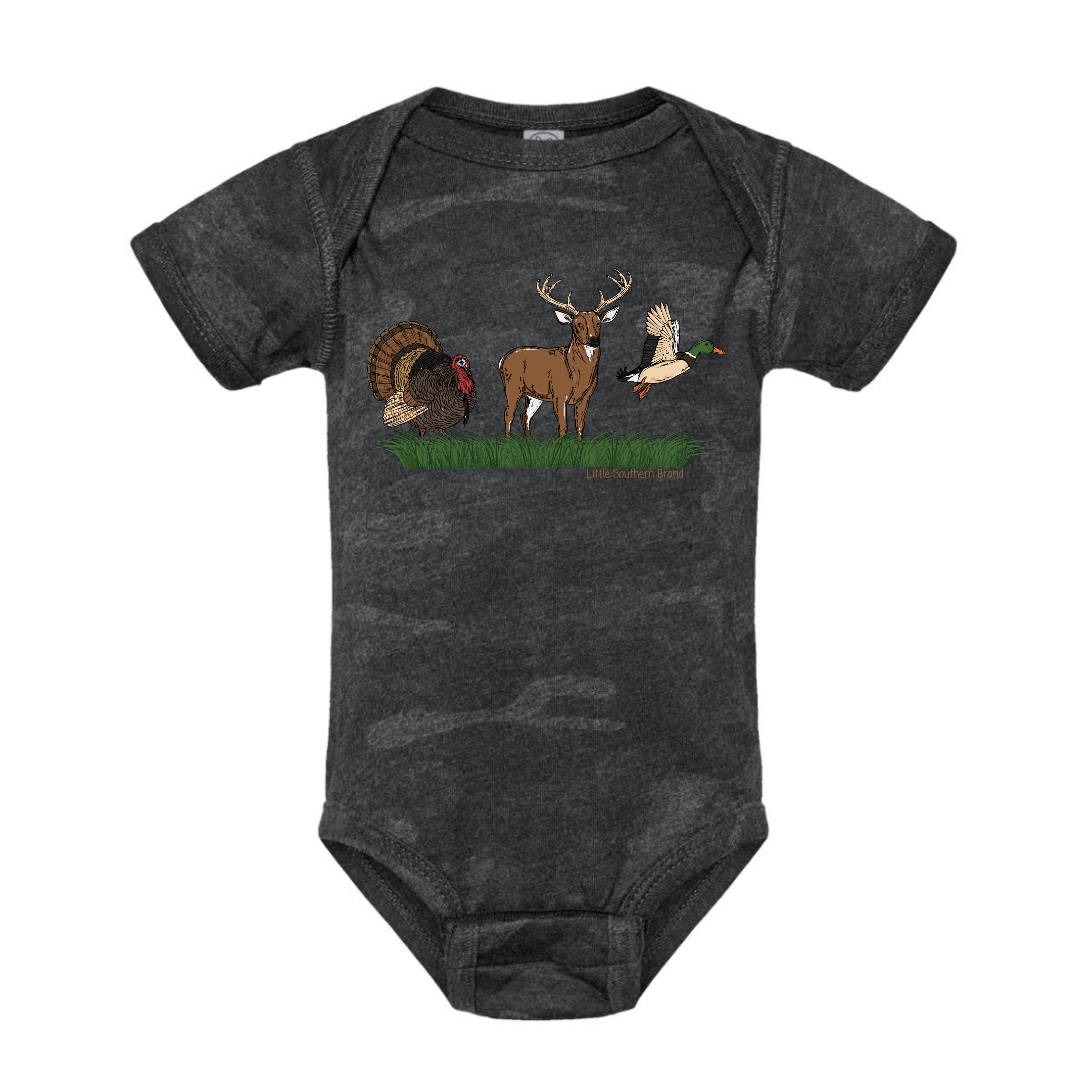 Turkey, Deer, Duck Bodysuit | Storm Camo