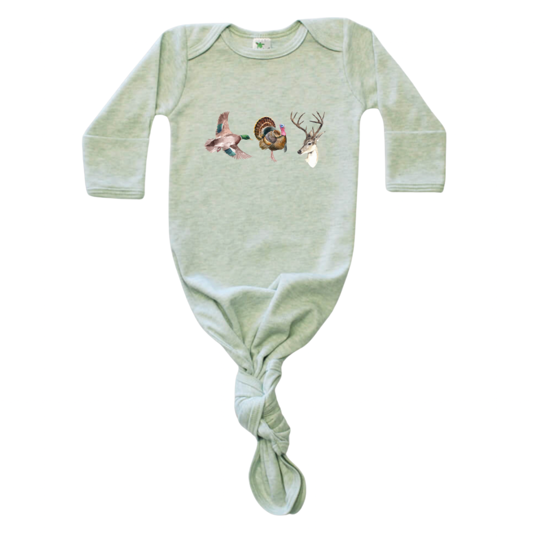 Duck Turkey Deer Sage Knotted Gown