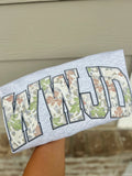 Leaf Camo WWJD Crewneck | Ash
