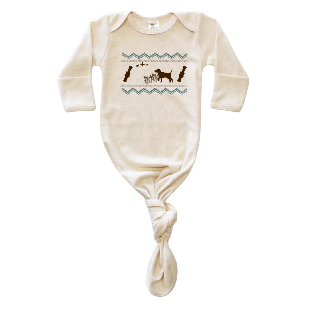 Faux Stitching Duck Dog Knotted Gown